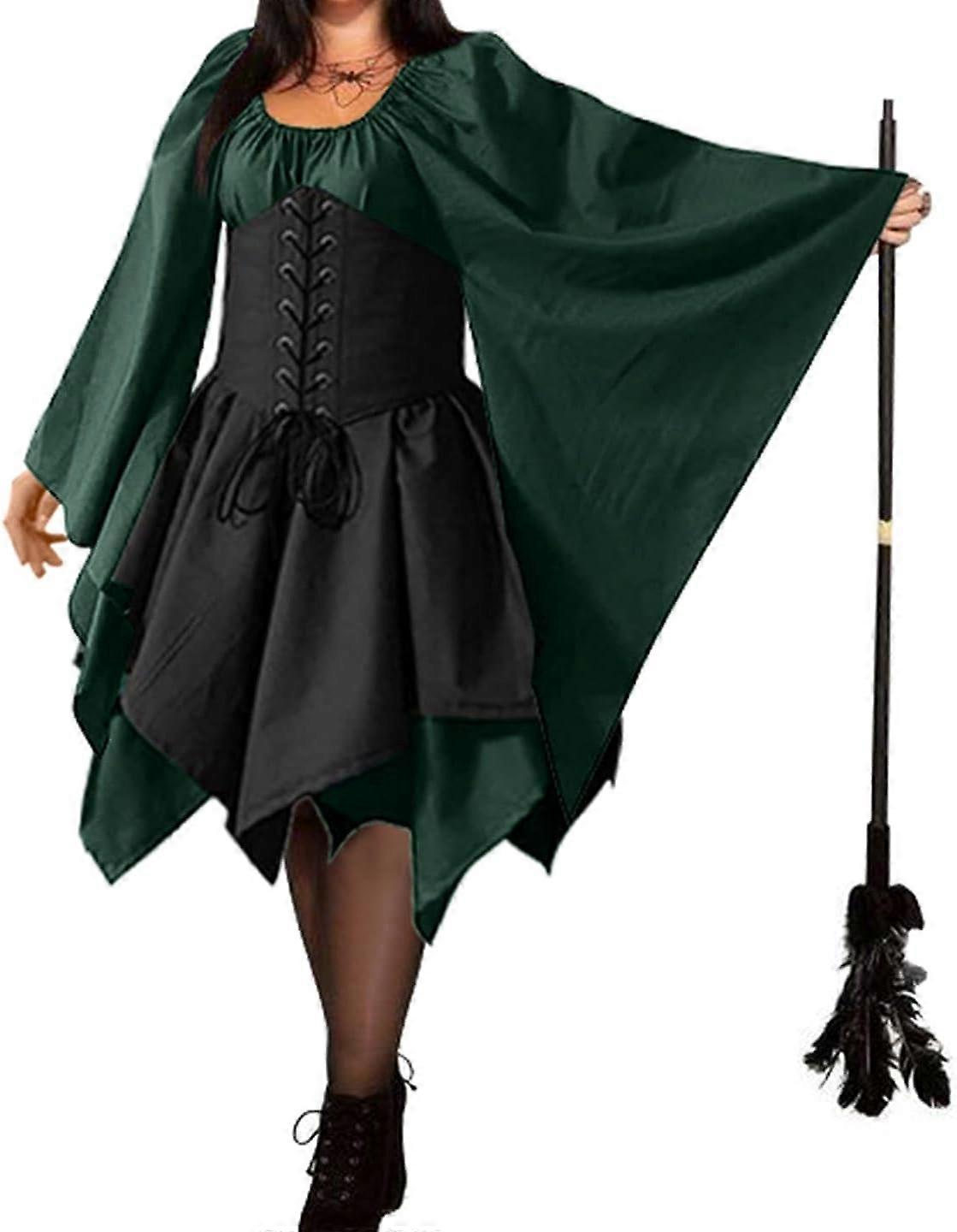 女性のための中世ルネッサンスコルセットドレス、ビクトリア朝のゴシック海賊エルフの衣装、レトロなアイルランドのショートドレス