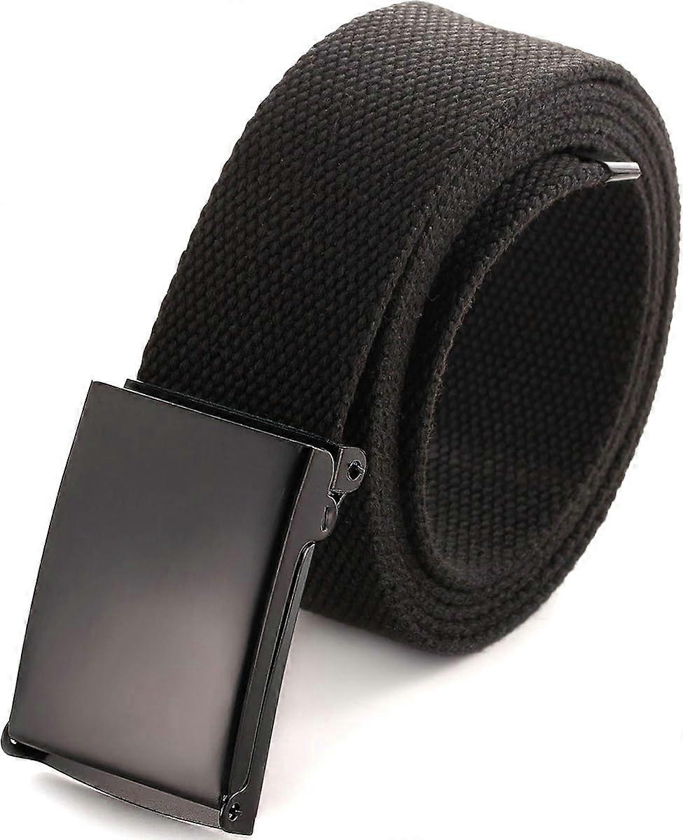 Cut To Fit Canvas Web Belt Size Up to 52" with Flip-Top Solid Black Military Buckle