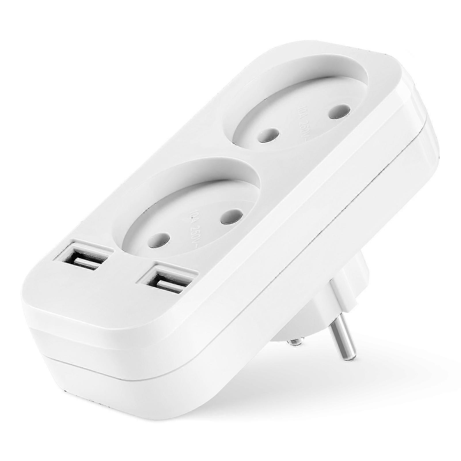 Dual Smart Plug Compatible Enabled Smart Plug With Real-time Energy Monitor, Remote Control, Timer,conversion Plug With Dual Usb 2 Sockets For Easy Po