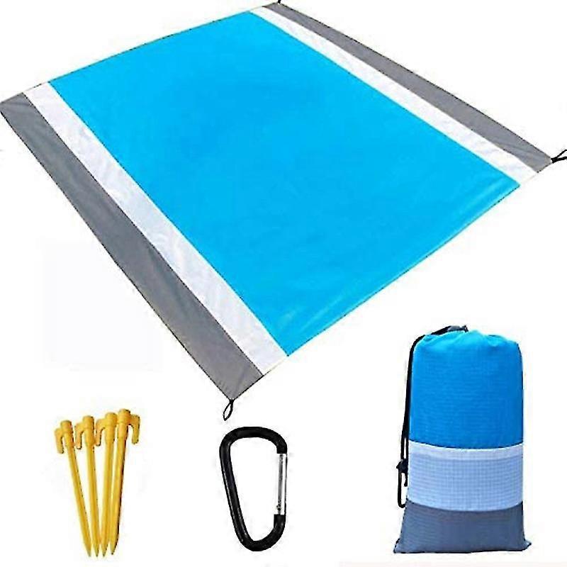 210 X 200cm Waterproof Sandproof Picnic Beach Blanket With 4 Fixed Nails Washable Beach Matts