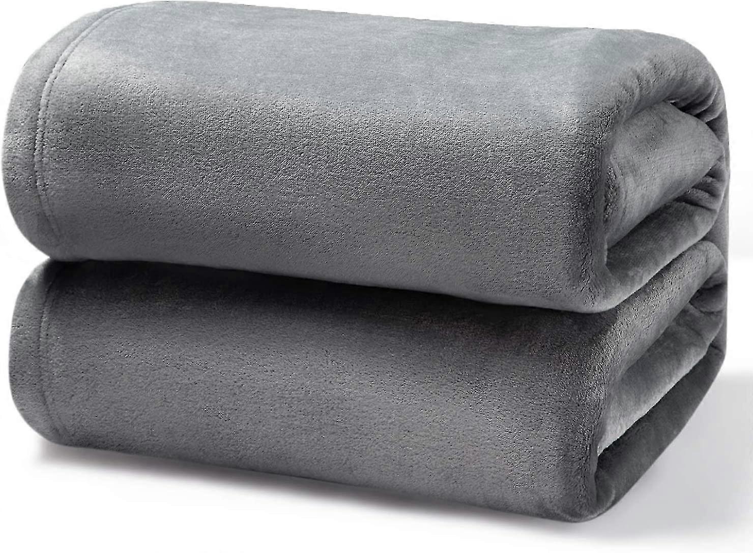 Gray Fleece Blanket 150x200 Cm - Soft And Warm Bed Blanket Plaid Flannel Sofa Throw (ShiKai)