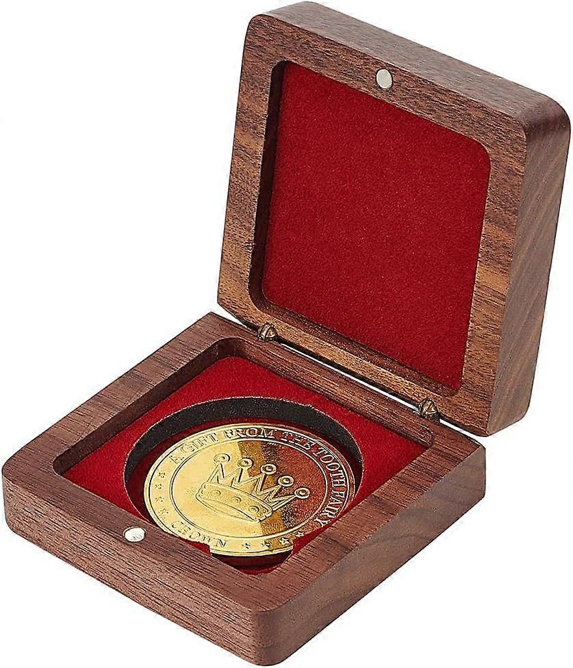 Single Wood Challenge Coin Presentation Display Gift Box with Dark Red Velvet Inside 40mm Coin Storrage Box Magnetic Clasp Medal Display Case Commemor