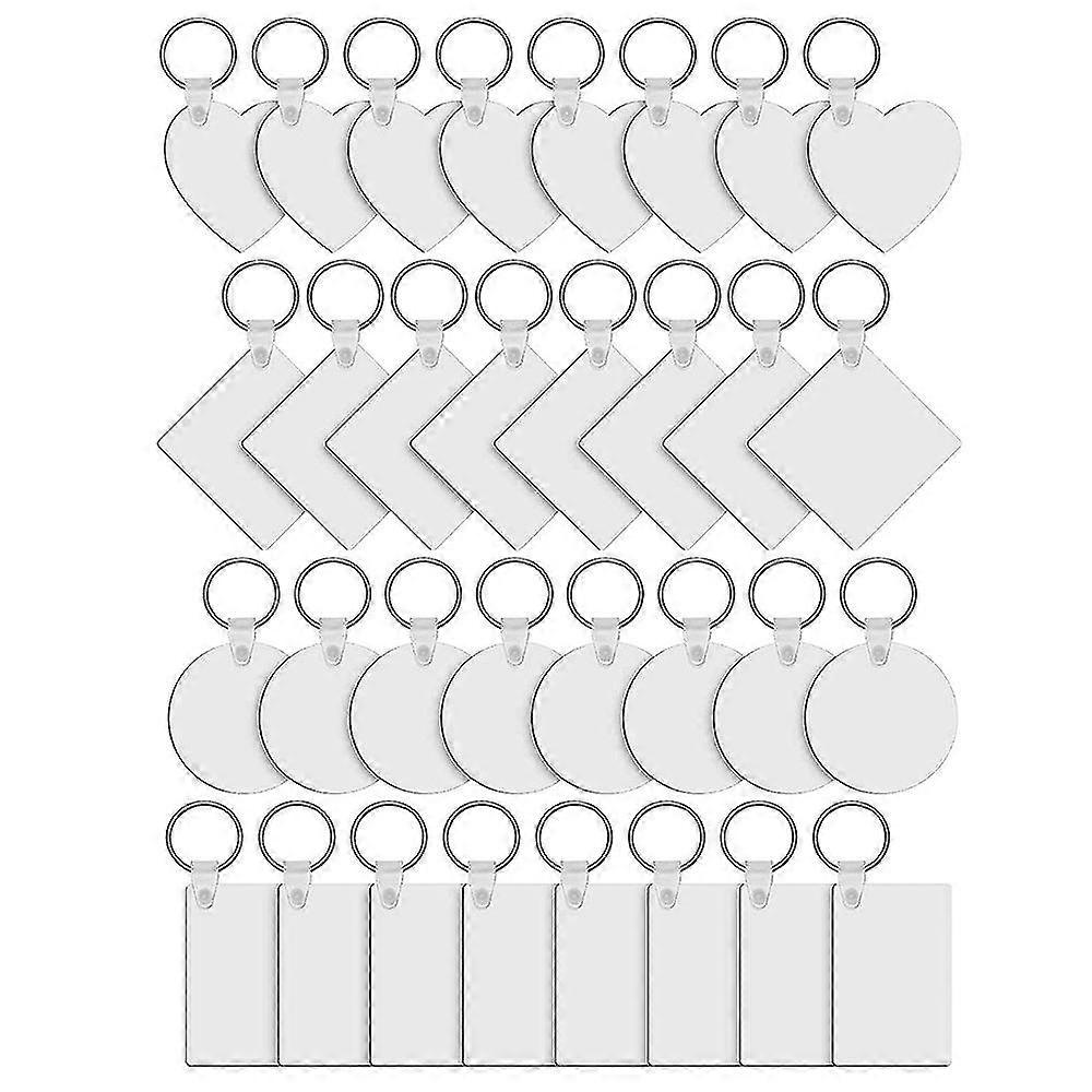 36 Pieces Sublimation Blank Keychains Kits With Heat Transfer Keychain Mdf Blank Keychain Blank Diy