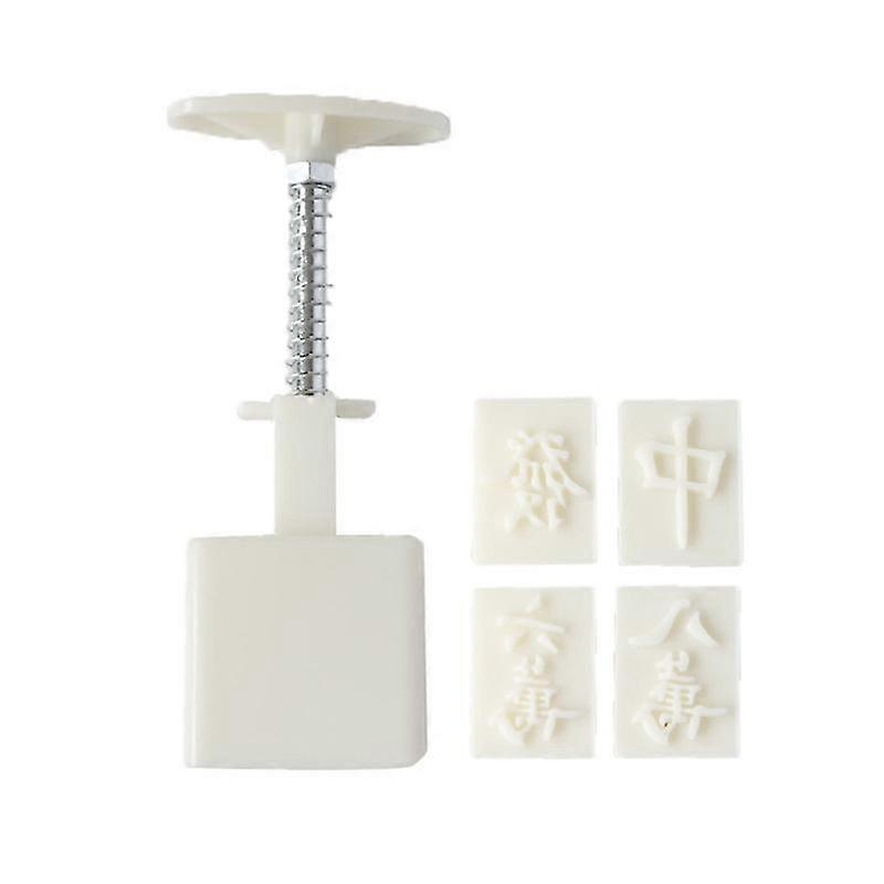 Diy Set Mahjong Shape Chinese Word Pattern Moon Cake Mold Set Press Safe Cookie Molds