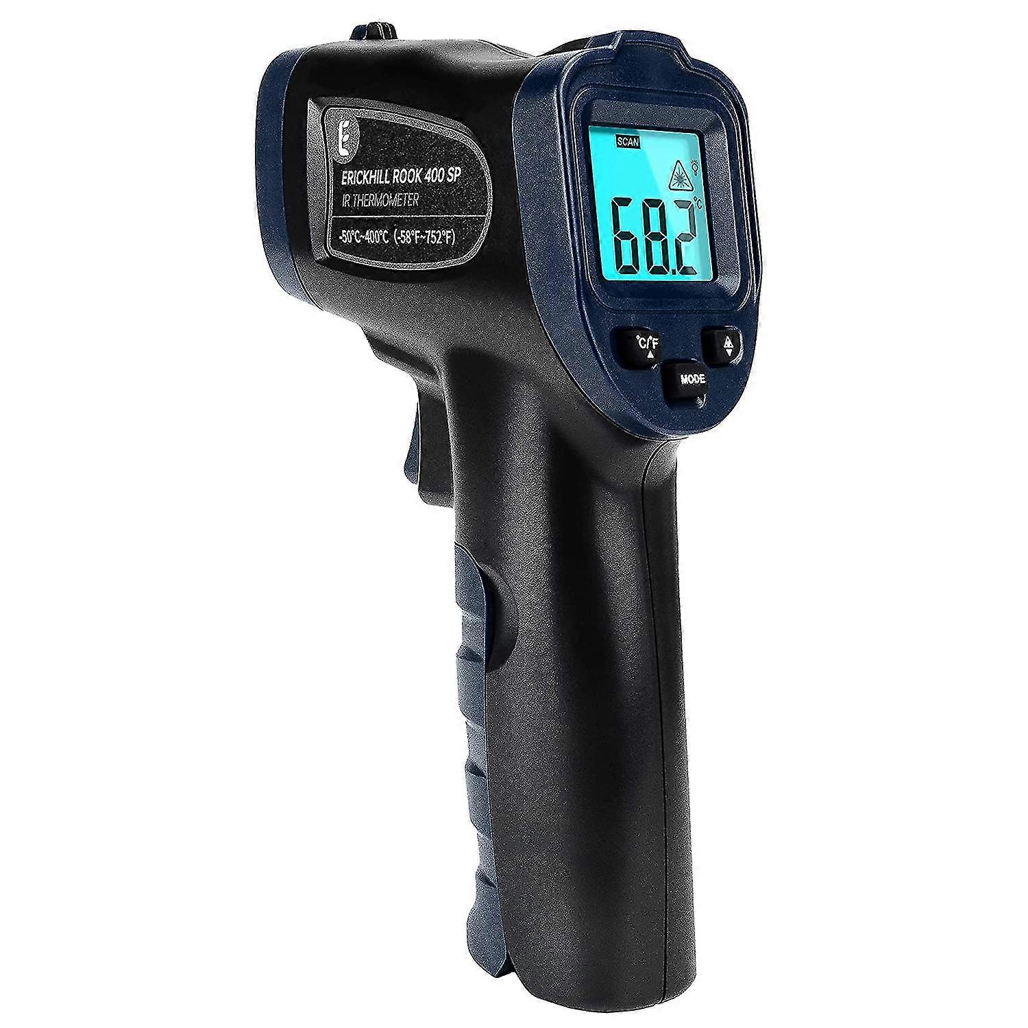 Infrared Thermometer -50~400/(-58~752) Lcd Backlit Display Adjustable Emissivity - For Cooking/bbq/freezer/food/refrigerator/baking, Black Blue