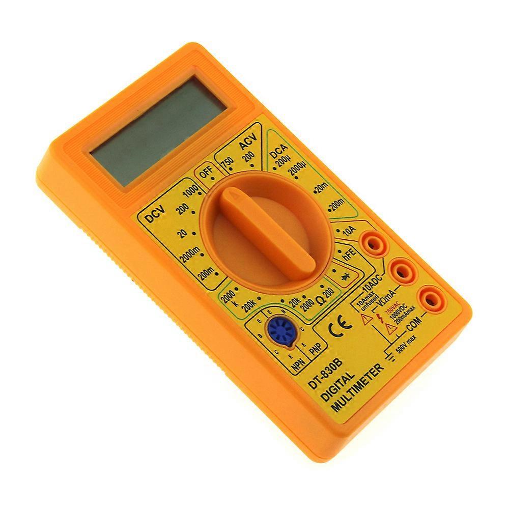 Digital Multimeter With Buzzer Output Voltage Ampere Ohm Tester Probe Dc Ac Lcd Overload Protection (yellow)