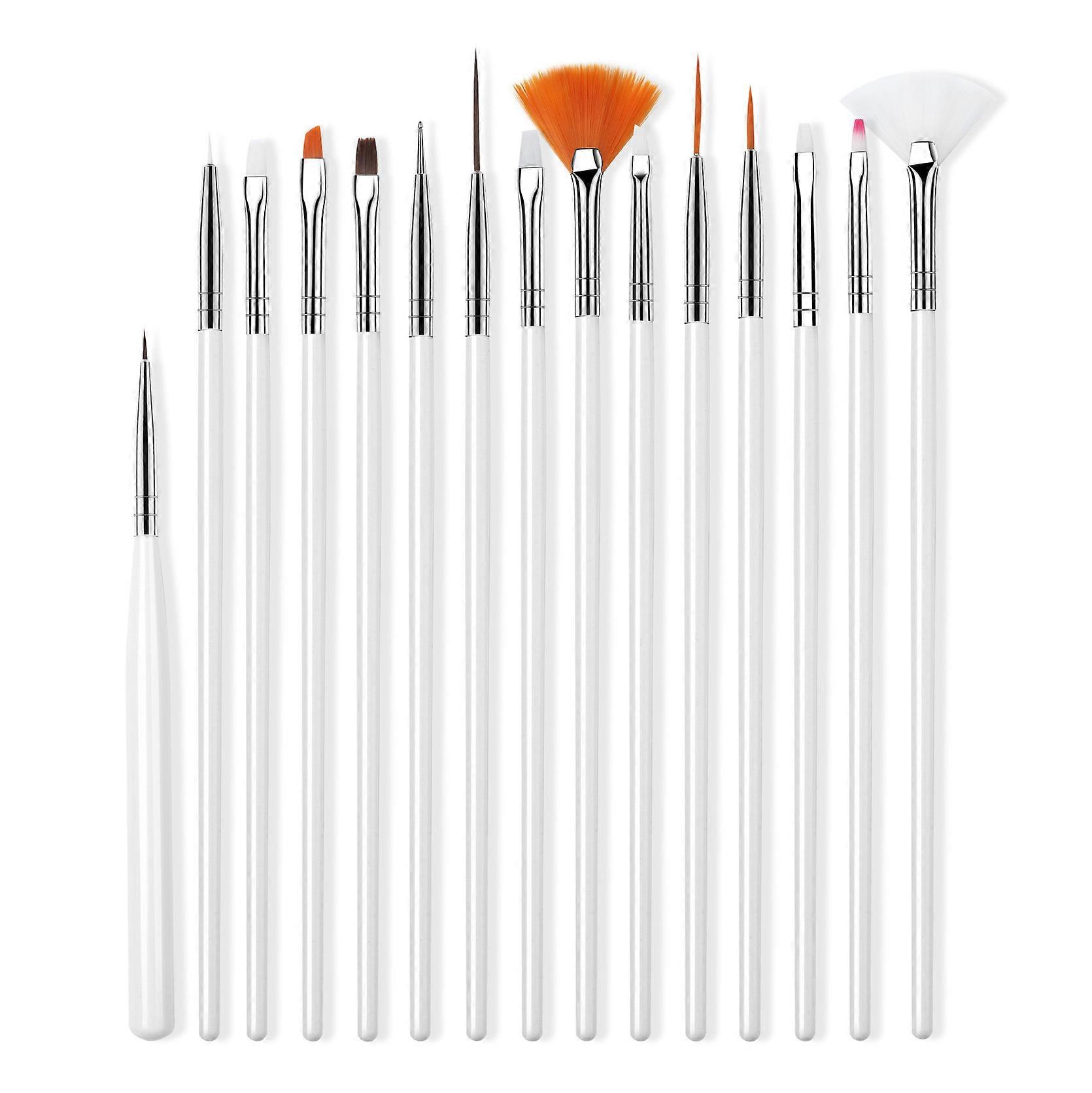 15 piece nail brush set for manicure, white