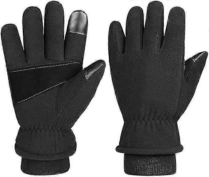 Dww-winter Gloves Touchscreen Glove Palm Patch Insulated Fleece Thermal For Men And Women Blackl