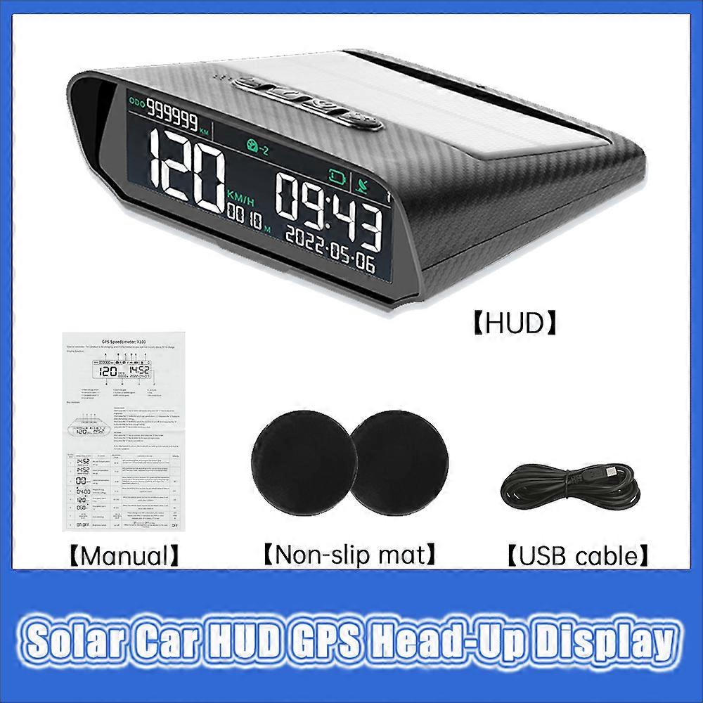 Car Hud Head Up Display Gps Speedometer Solar HUD Digital Clock Over-Speed Alarm Fatigue Driving Alert Altitude Mileage Display