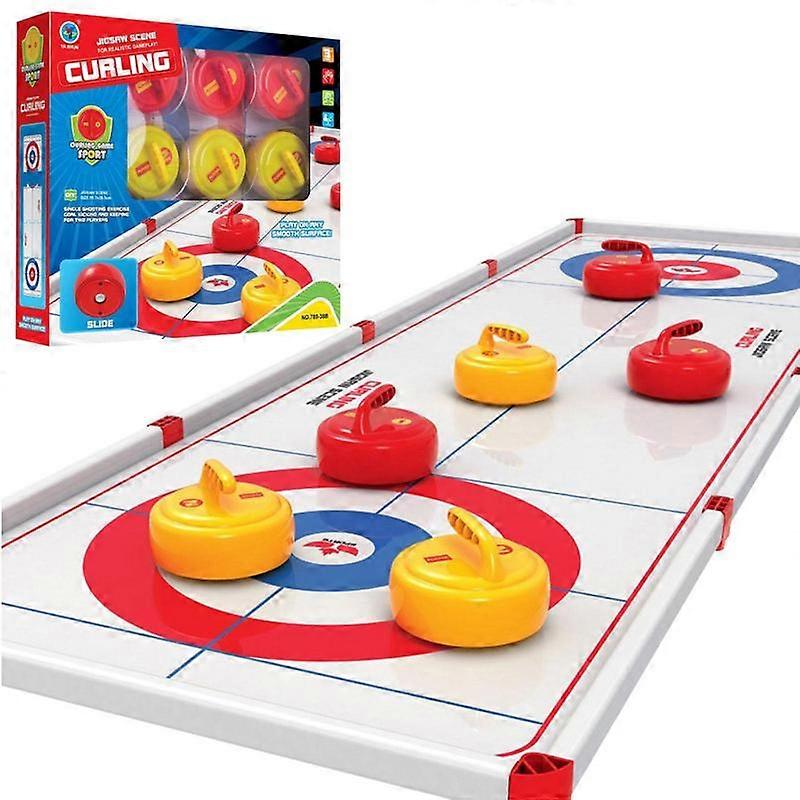 Portable Curling Game Toys Set With 6 Rollers Parent Child Interactive Board Game For Family Game Night Fun Party Game Set
