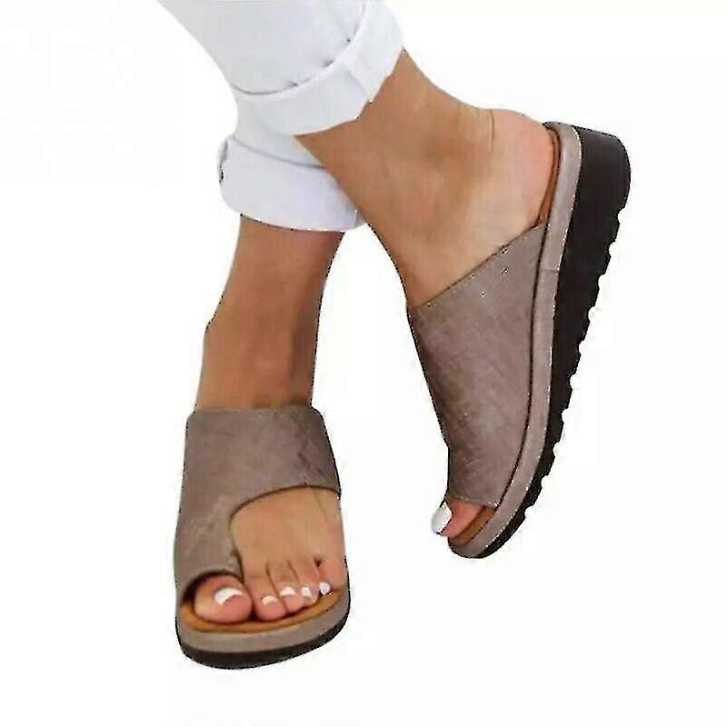 العظام بونيون مصحح الصنادل، مريح منصة شقة الوحيد بو أحذية جلدية للنساء