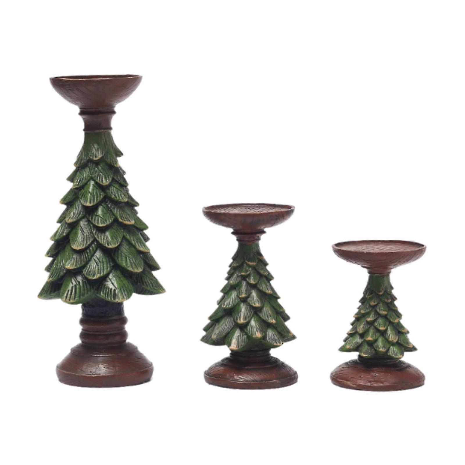 3x 2024 Weihnachten Kerzenhalter Kandelaber für Wohnzimmer Desktop Neujahr Grün