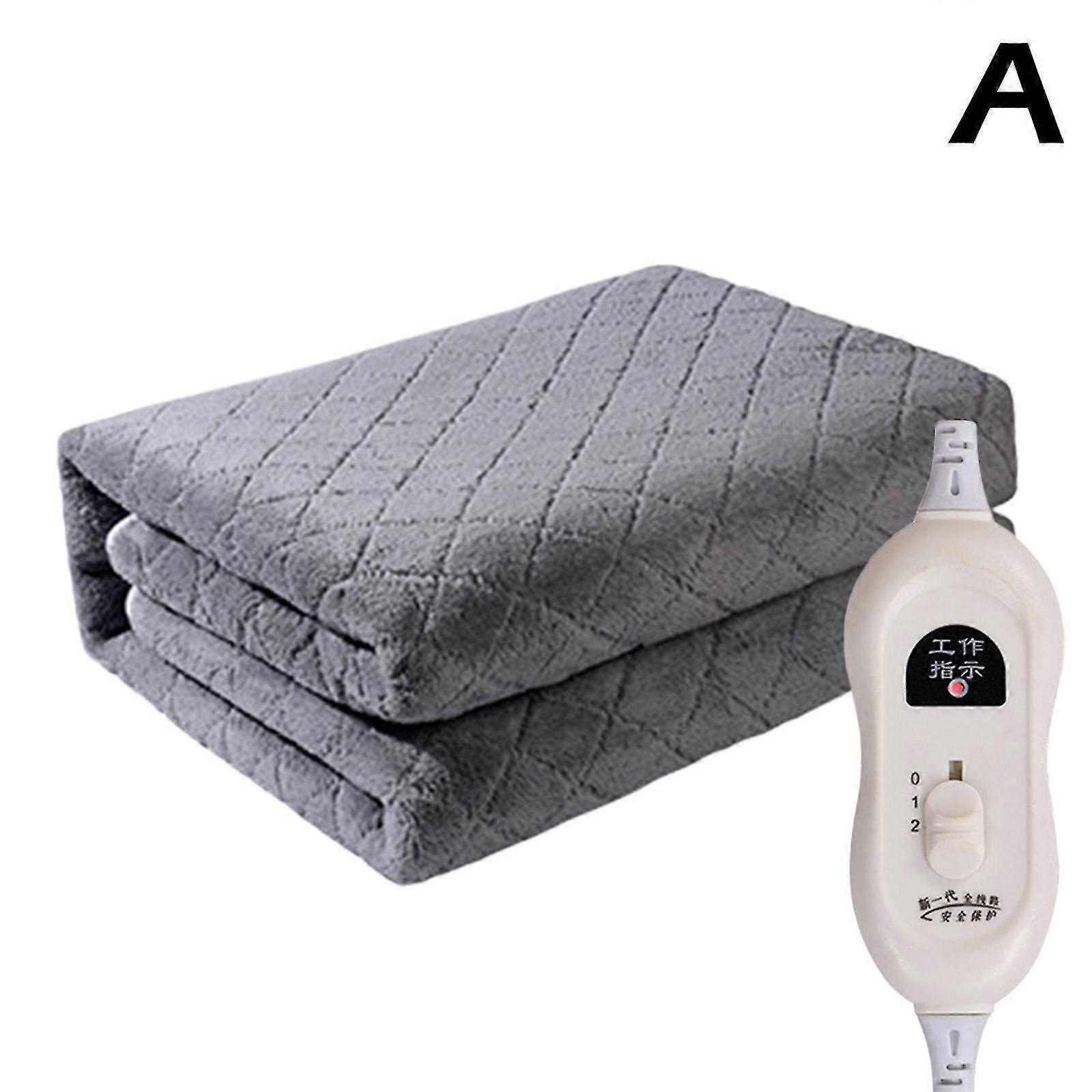 Electric Heated Throw - Soft Fleece Grey Over Blanket with Digital Controller