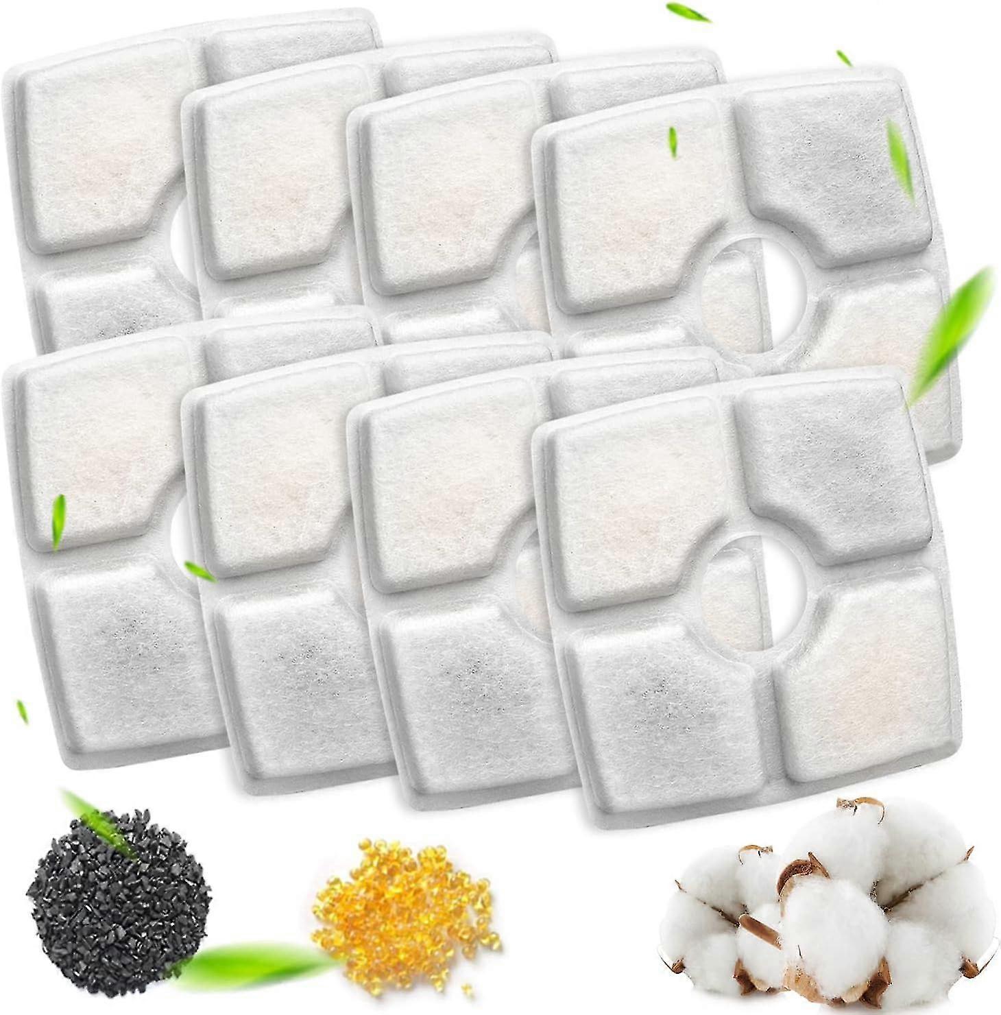 8 Packs Filters For Square Cat Water Fountains, Pet Fountain Replacement Filters With Resin And Active Carbon