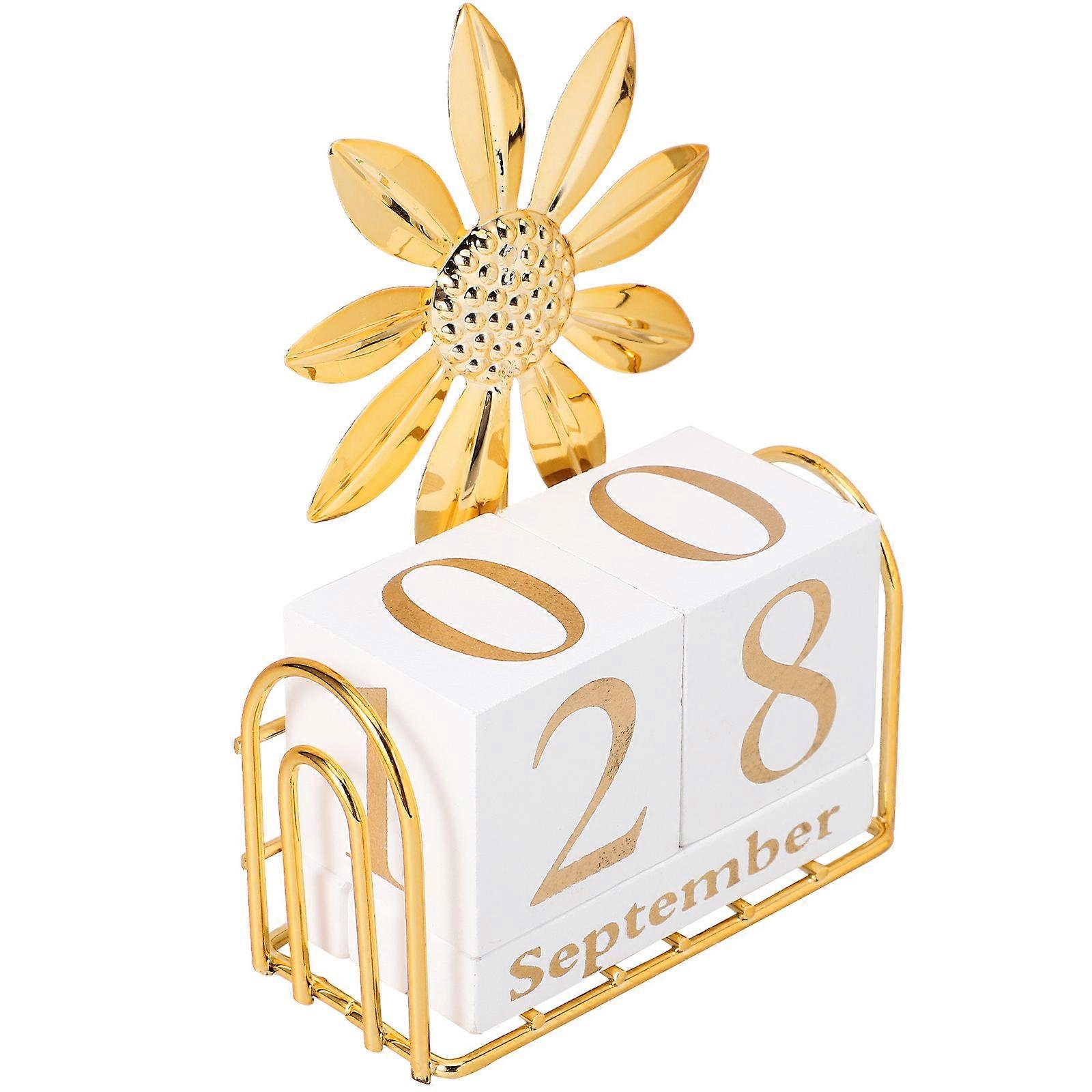 1 Set of Wood Calendar Block Office Perpetual Calendar Decorative Table Calendar Block Calendar