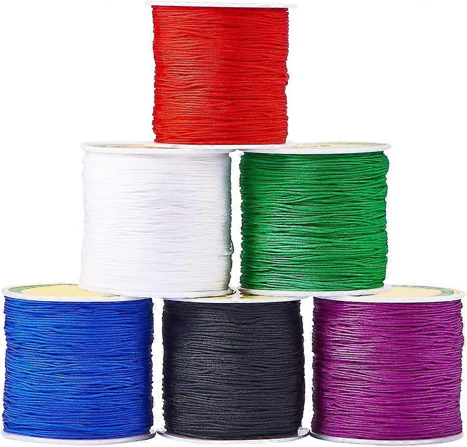 600 Yards 0.8mm Nylon Beading String, 6 Colors Chinese Knotting Cord Nylon Kumihimo Macrame Beading Cord Braided Lift Shade Cord Trim for Macrame Frie