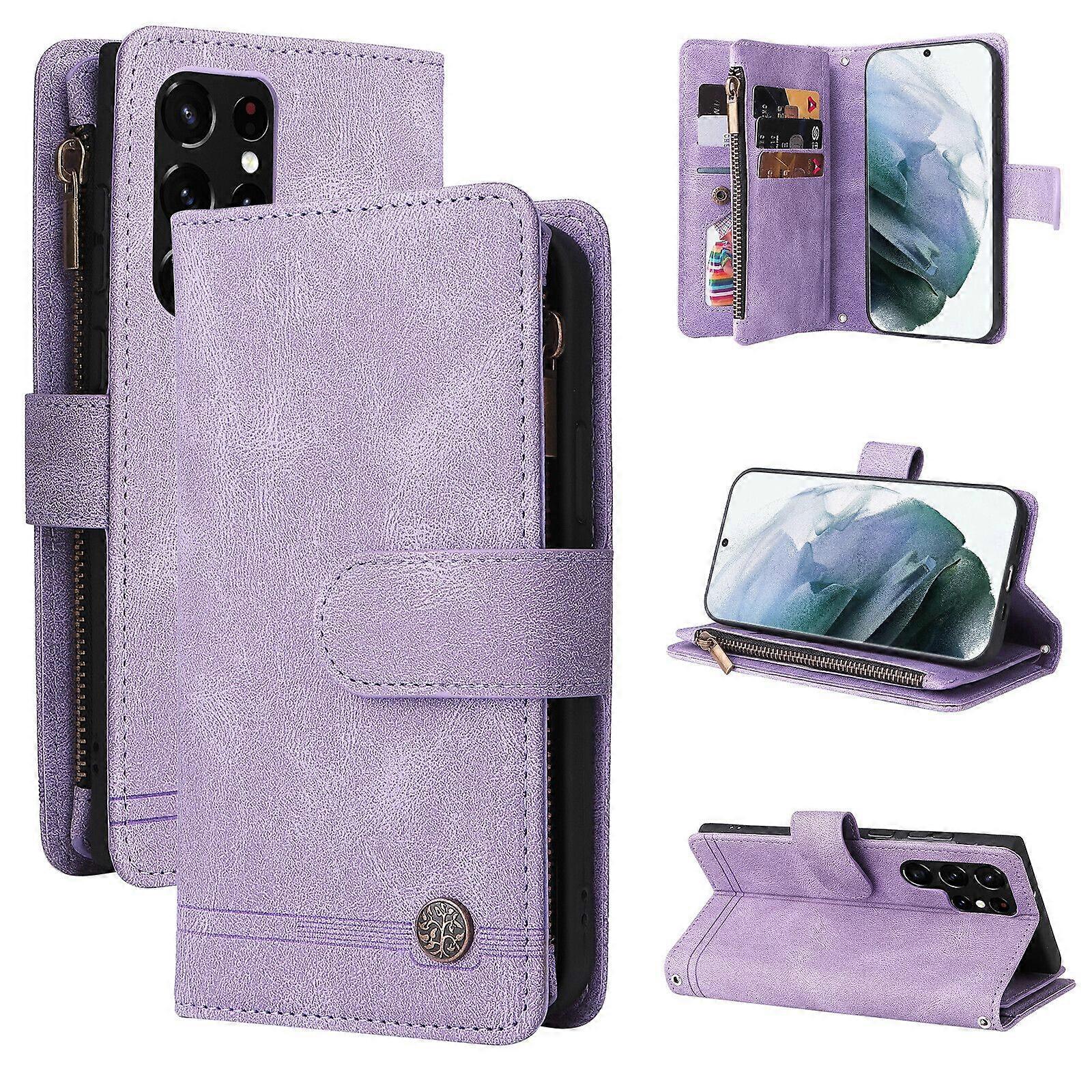 Case for Samsung Galaxy S22 Ultra 5G Leather Flip Folio Case with Credit Card Holder Money Pocket Magnetic Buttons Wallet Case Kickstand Shockproof Pr