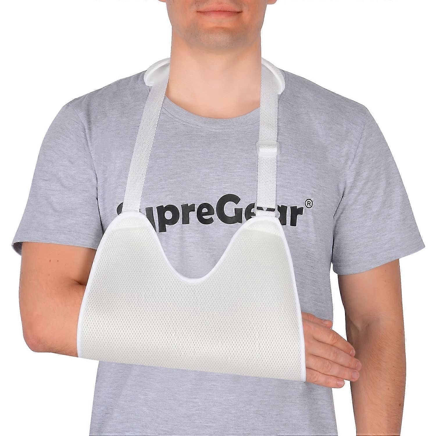 Mesh Arm Sling with Soft Cushions, Breathable Adjustable with Shoulder Immobilizer Lightweight Shower Arm Sling Elbow Support, Fits Left/Right Arm