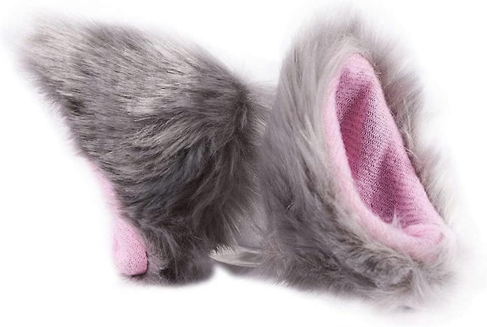 Helmet accessoriesGray, cute plush cat ear shaped cat ear helmet decoration motorcycle bicycle helmet suitable for all