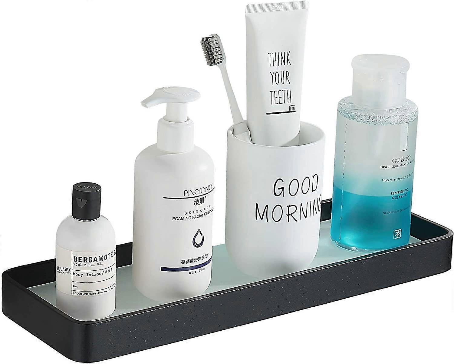 Black shower shelf, storage box 25cm