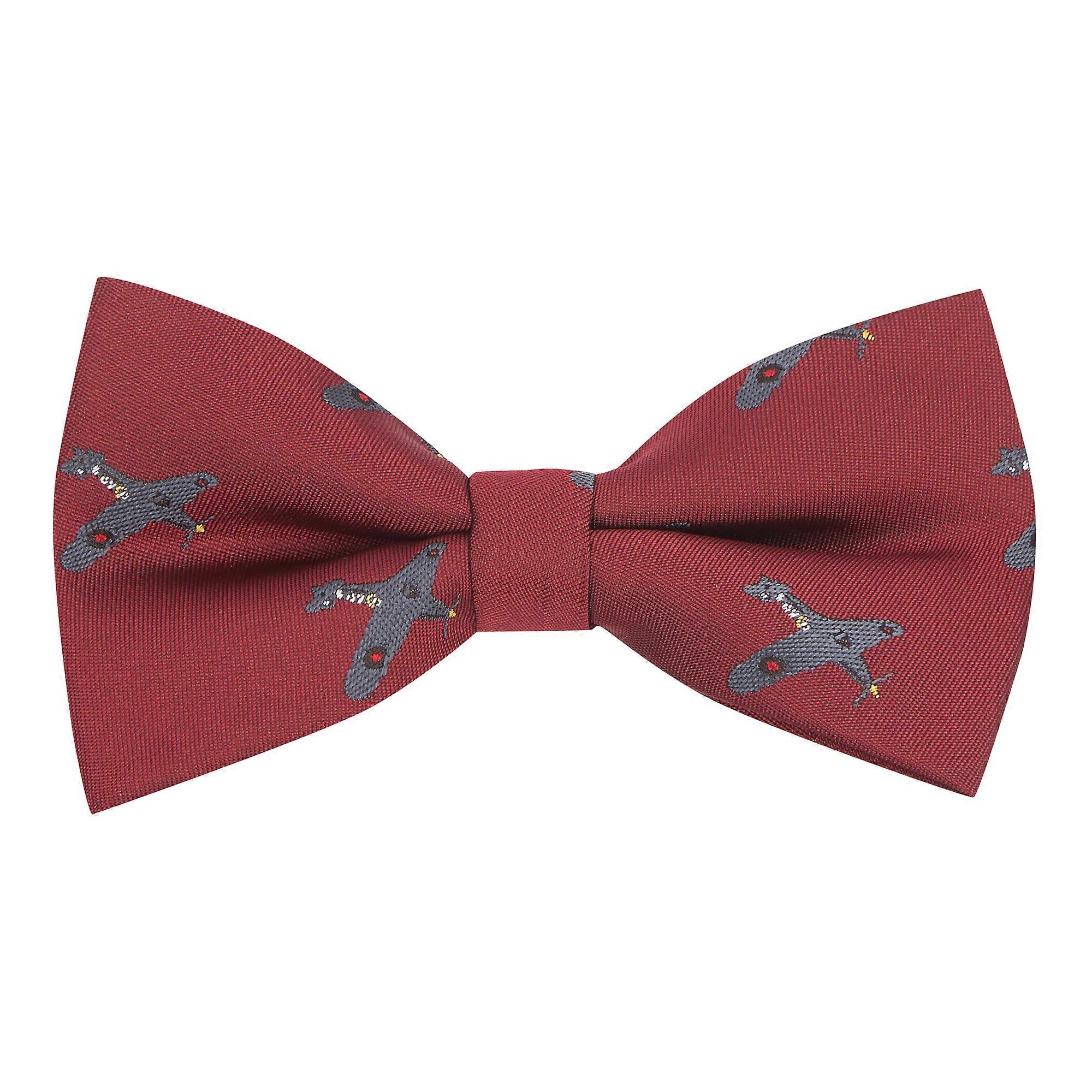 Burgundy Red Hurricane Fighter Plane Embroidered Bow Tie