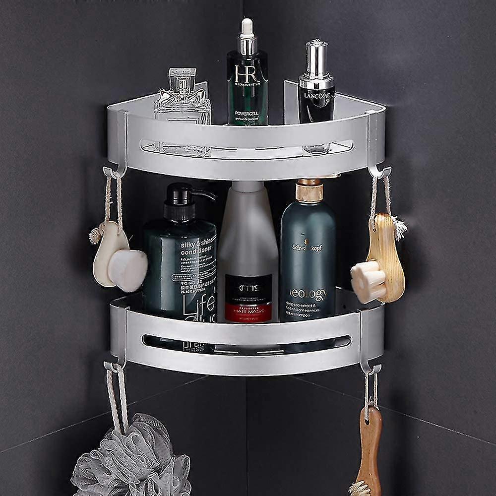 No Drilling Shower Shelf Bathroom Shelf Rustproof Aluminum Storage Storage 2 Shelves For Shampoo Soap (corner Shelf)