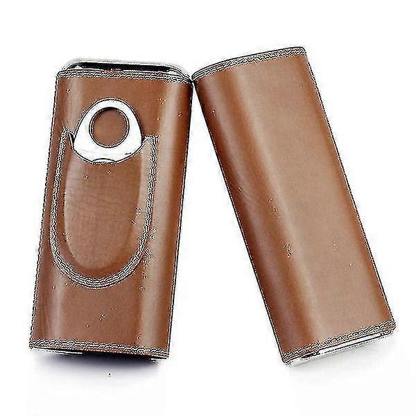 Humidor Leather Portable With Cigar Case Cutter