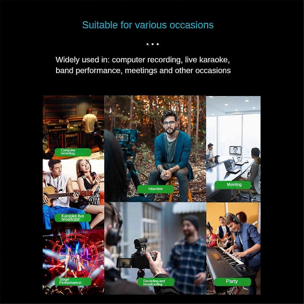 5-Channel Audio Mixer with UHF Wireless Microphone Studio Sound Mixer Bluetooth REC DJ Console Mixing for Karaoke