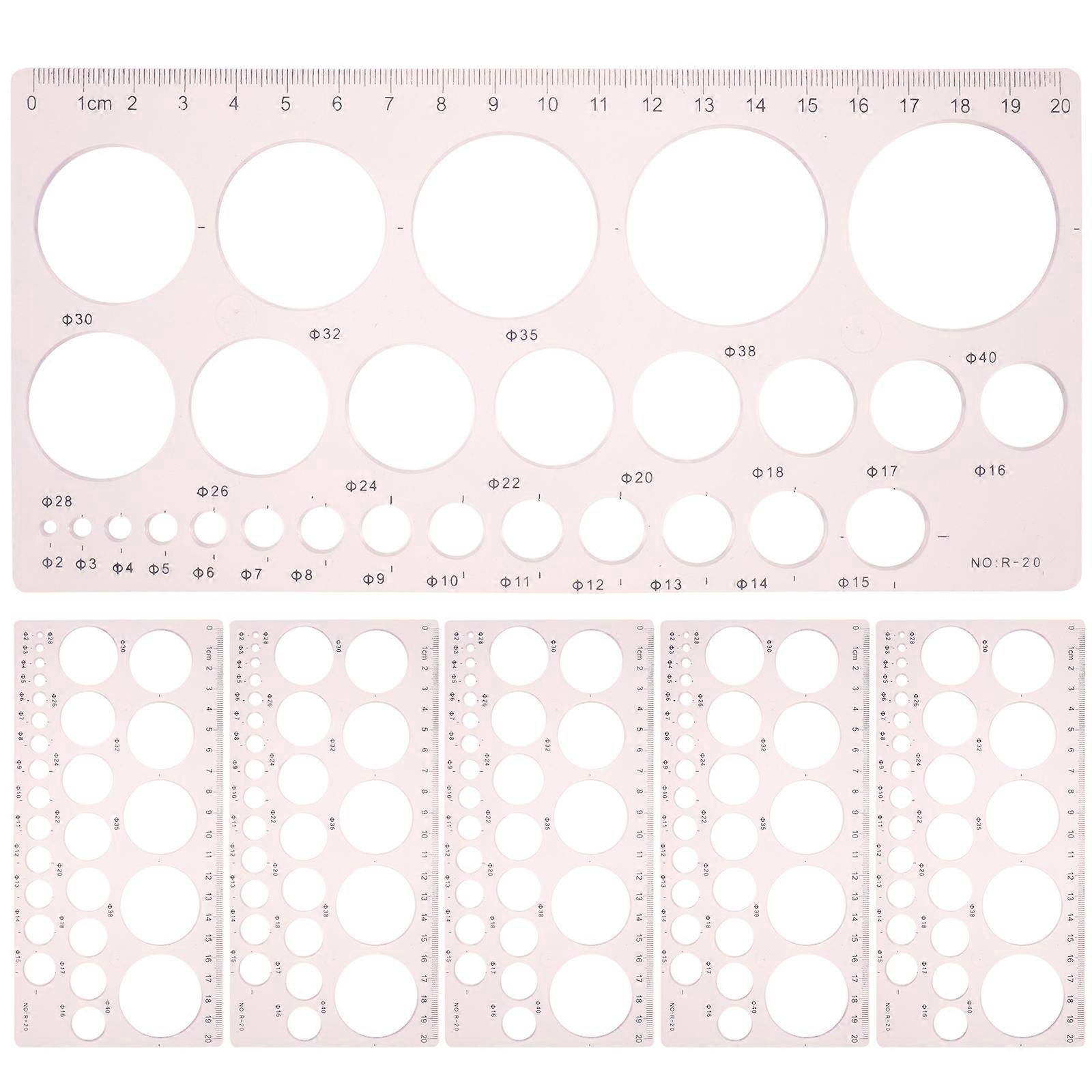 6Pcs Geometric Drawings Templates Stencils Plastic Measuring Template Rulers for Drafting