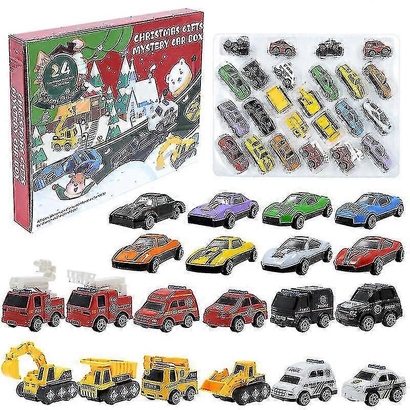 Χριστουγεννιάτικος παιδικός χάρτης Χαλί κράμα αυτοκινήτου Μοντέλο Σετ Τυφλό κουτί που περιέχει χάρτη Πυροσβεστικό όχημα Αυτοκίνητο Μηχανικής Αστυνομικού Αυτοκινήτου Αυτοκινήτου-XT