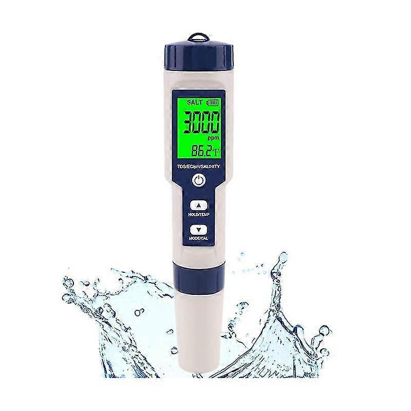 Pool Salt Tester, Digital Salinity Meter, High Accuracy 5 In 1 Salinity Tester for Salt Water,IP67-xdd