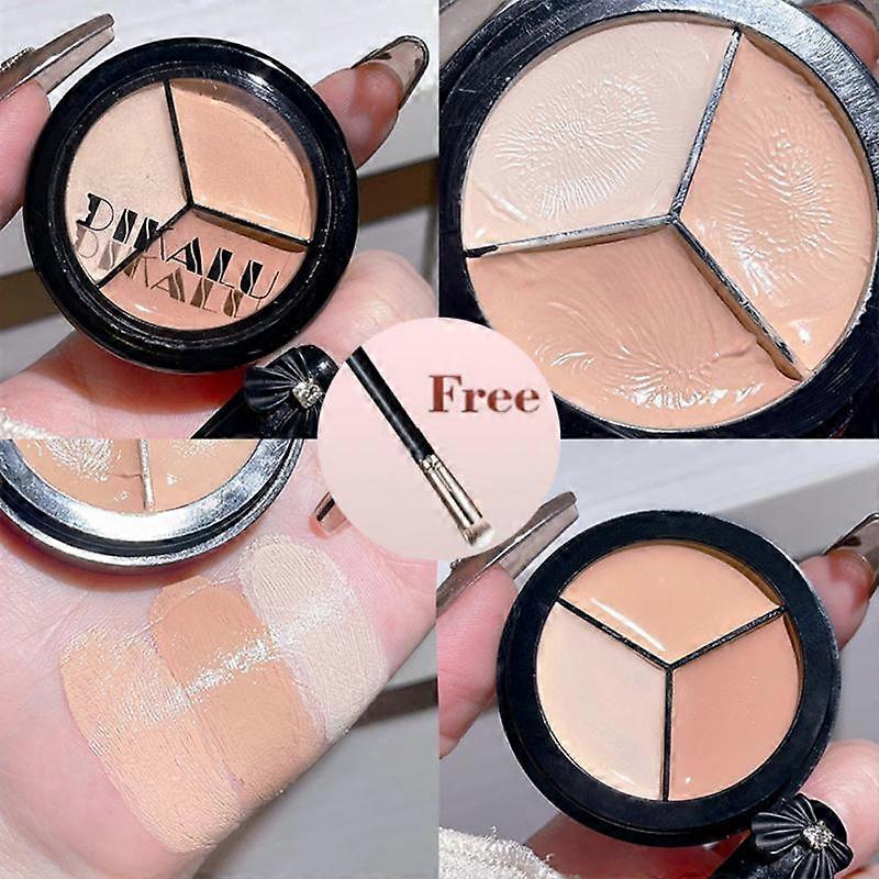 Natural Concealer With Free Brush Fade Wrinkle Dark Circle Face Oil Control Foundation Smooth