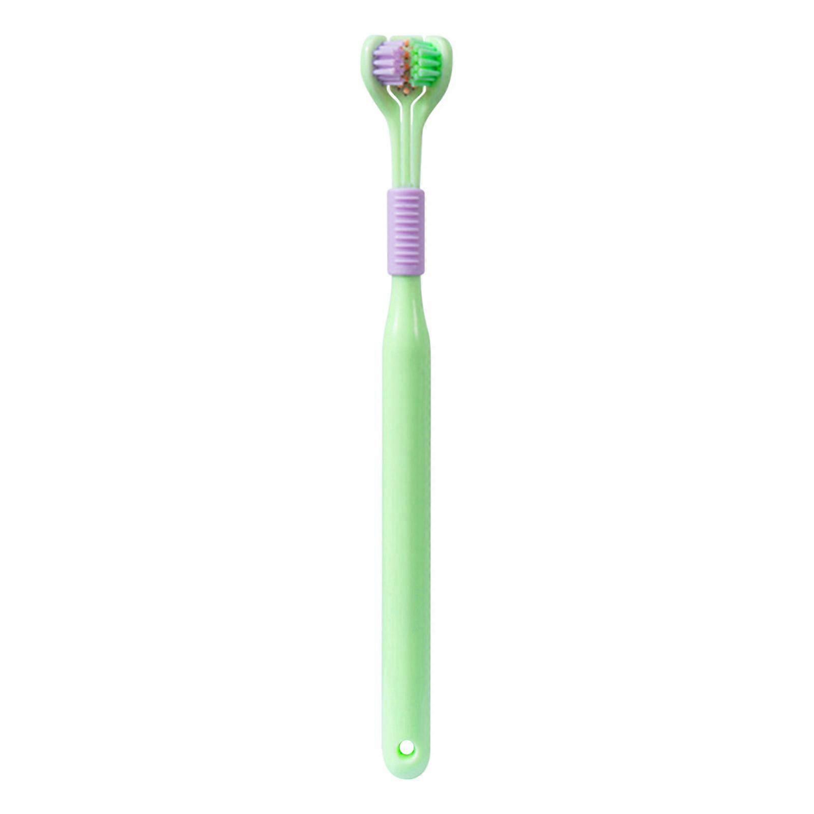 Three Sided Toothbrush, Soft , Adult Tongue Coating, Three Headed Macaron