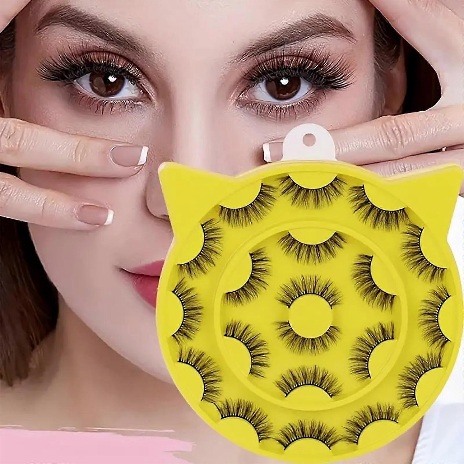 Lashes and Cat Eye Lashes, Reusable 3D Curl Fluffy Mink Lashes With Soft Curly, Lovely Cat-Shaped Eyelashes 10 Pairs Pack Mixed 2024 New Explosion DG
