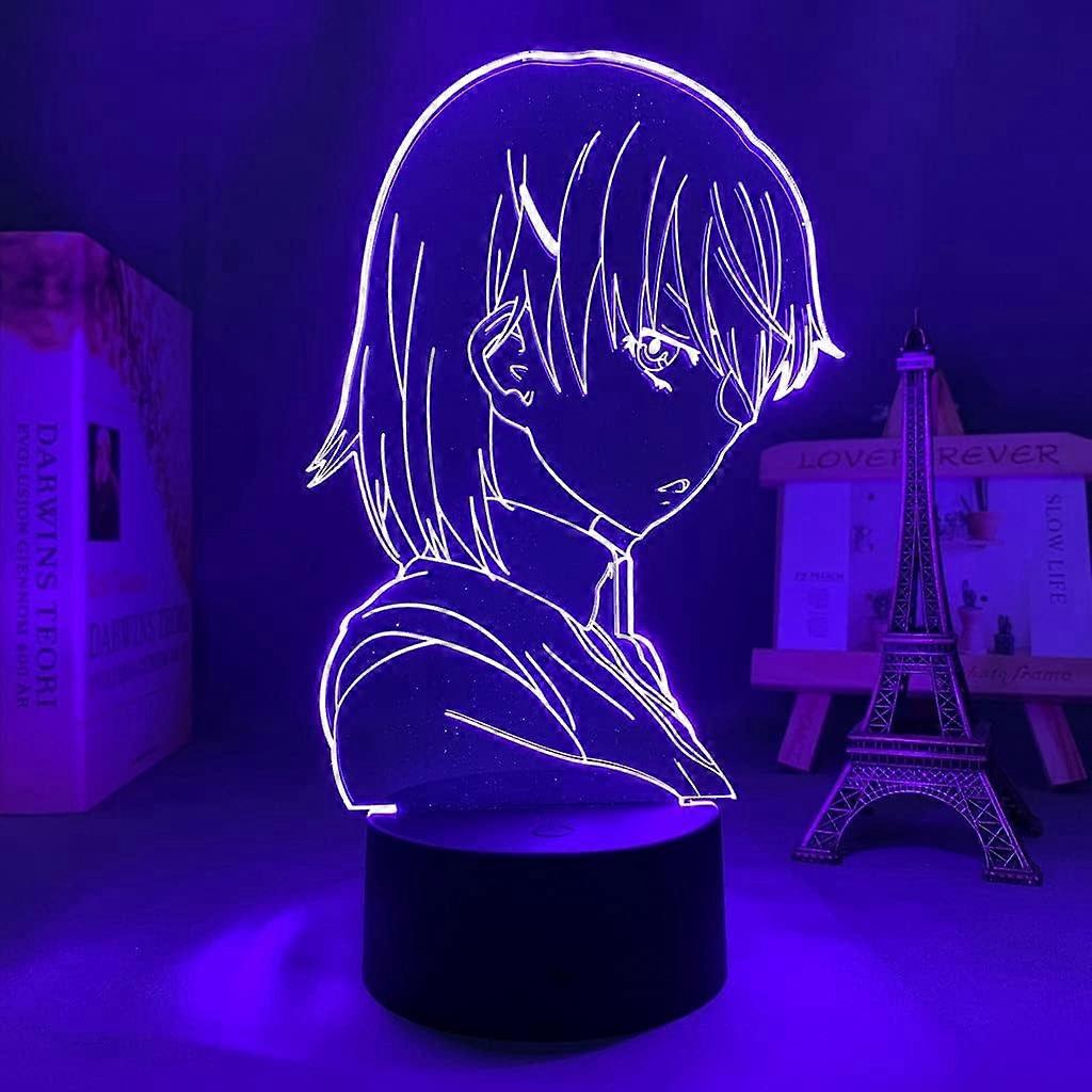 אנימה מנורת 3d אקדח מעקה מדעי מסוים mikoto misaka דמות לחדר שינה דקורטיבי nightlight מתנת יום הולדת led אור לילה (צבע: c)