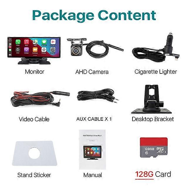 9.3 Inch Dash Cam Car GPS DVR Recorder Monitor AHD 1080P Rear View Camera with Wireless WiFi Carplay Android Auto AUX FM