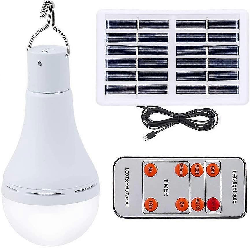 9w Dimmable Tri-level Solar Light Bulb With Light Sensor Portable Rechargeable For Camping Shelter