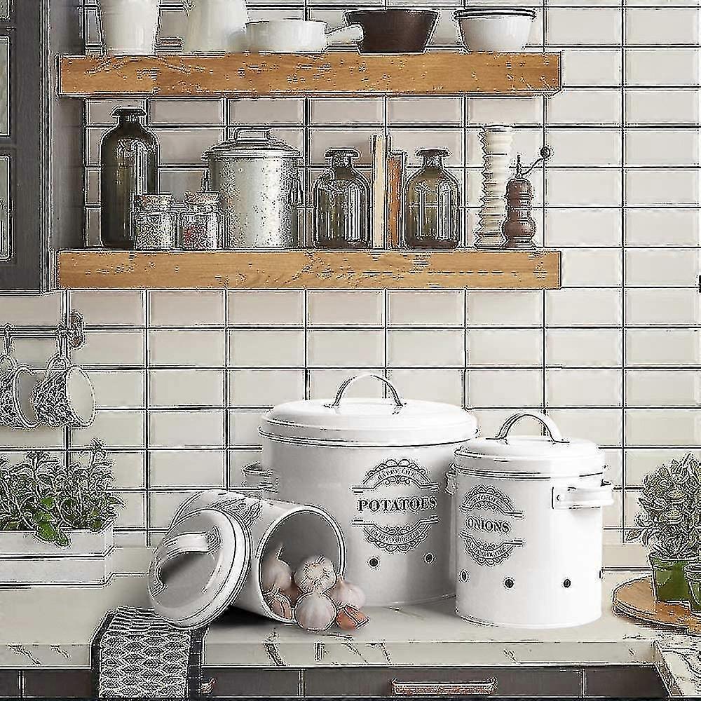 Garlic Baskets Metal On Pot Set Of 3-potato Pot. On Pot. Jar Of Garlic.