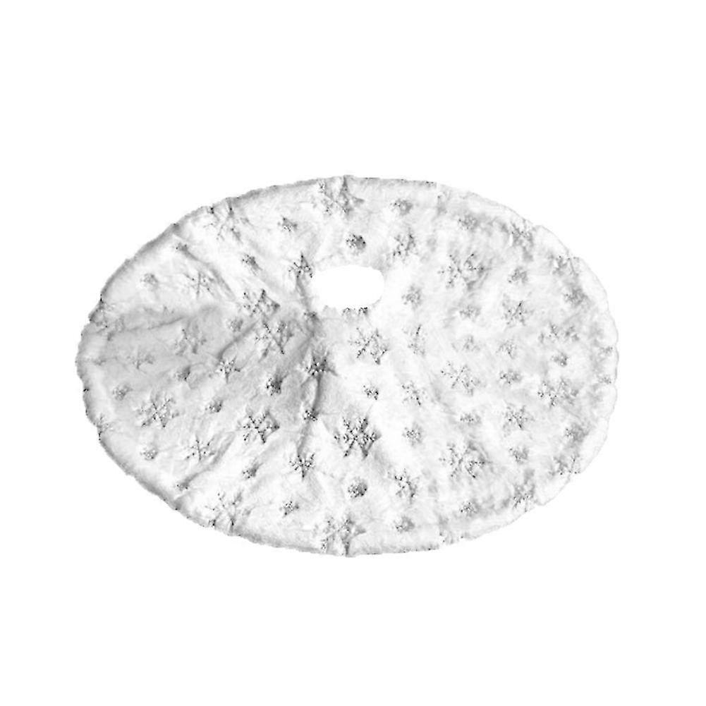 Embroidery Snowflake Print Round Tree Skirt Cover Floor Carpet Decor