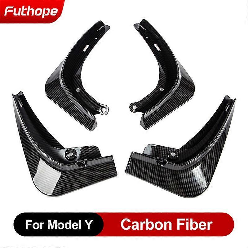 4Pcs/Set New Energy Car Mud Flaps For Tesla Model 3 Model Y 2021-23 Mudguards Splash Guards Fender Matte Black Carbon Fiber ABS