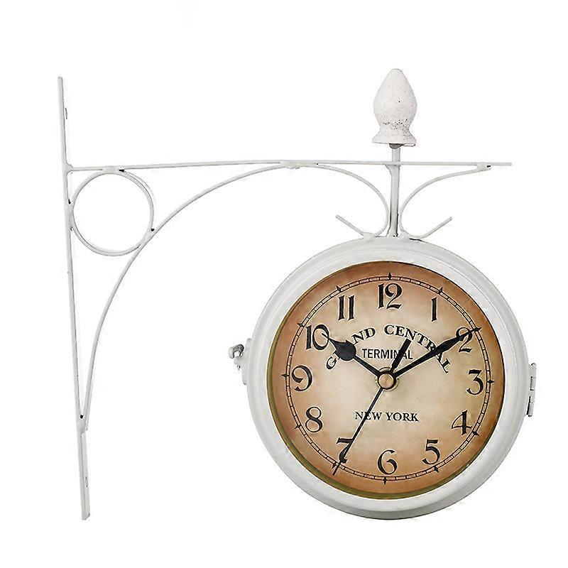 Station clock White double-sided retro style number wall clock
