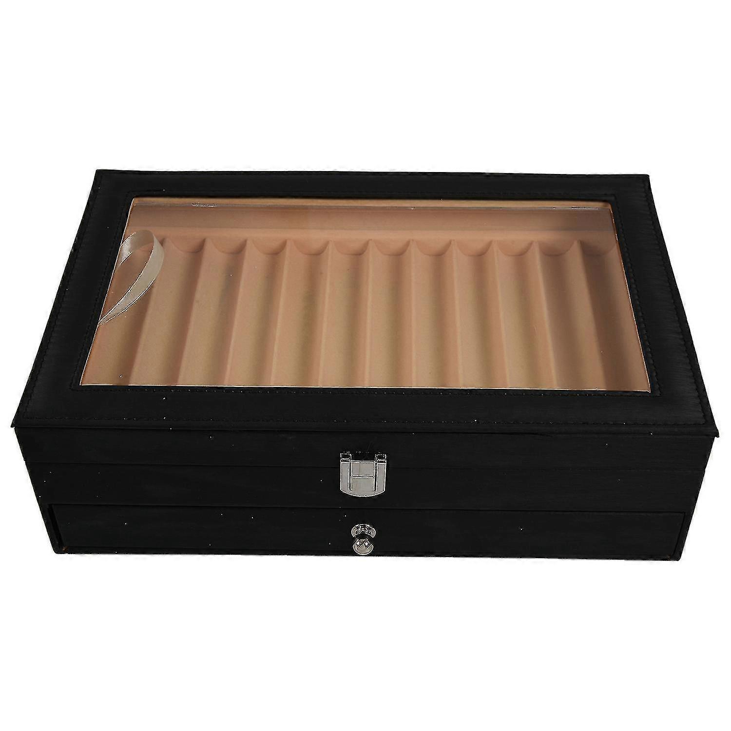 24 Pen Træ Display Case Holder Træ Pen Box Sort