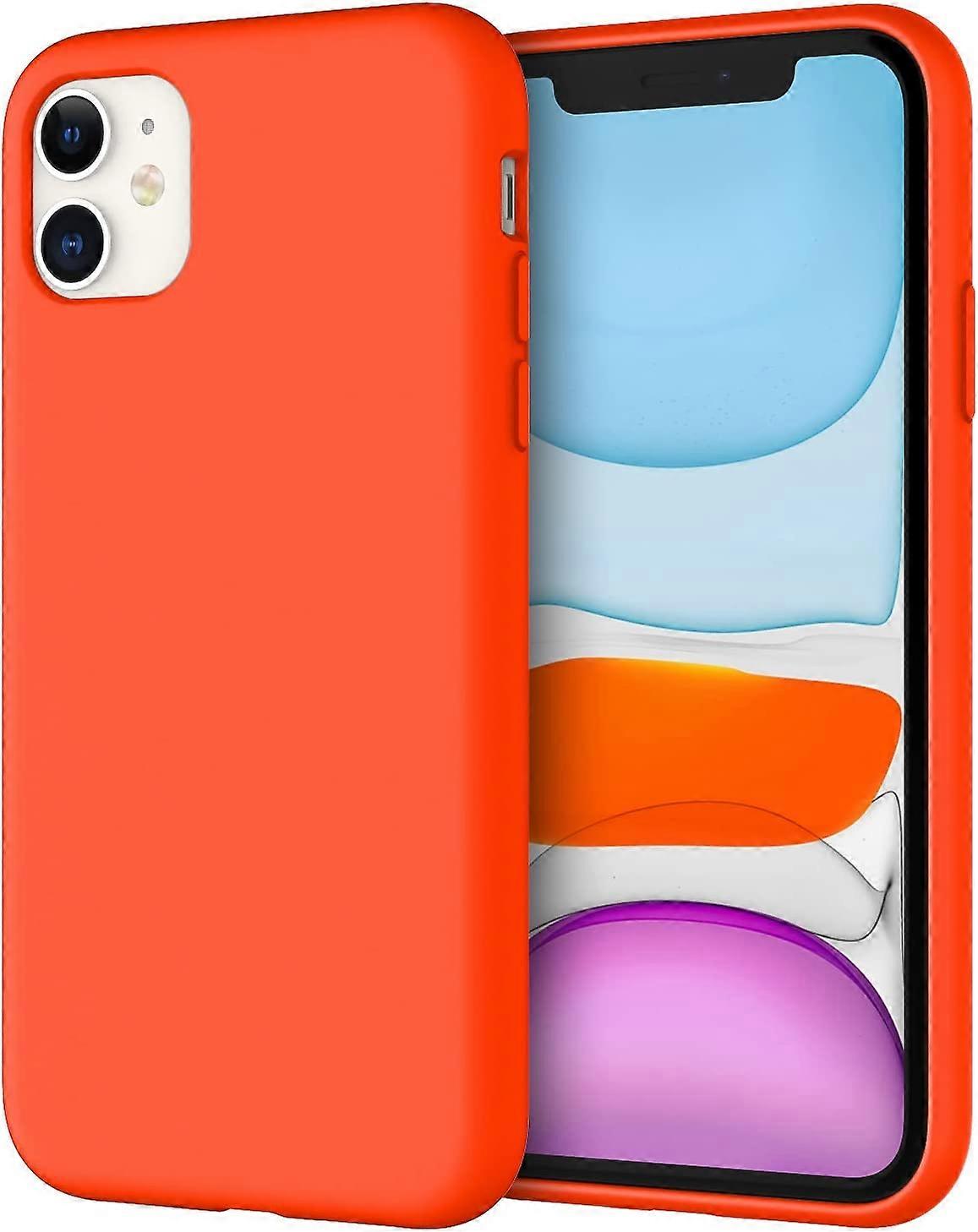 Silicone Case for iPhone 11 (2019) 6.1-Inch, Silky-Soft Touch Full-Body Protective Case, Shockproof Cover with Microfiber Lining, Spicy Orange