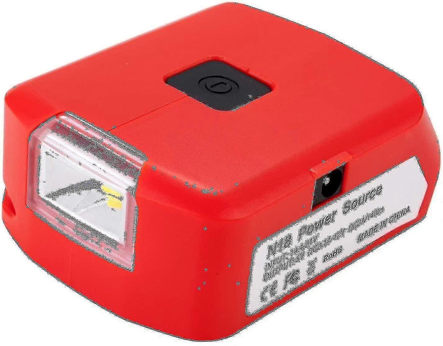 xjBattery Adapter Compatible Milwaukee 18v Battery, Dc Port And Led Work Light And Dual Usb Charger, P