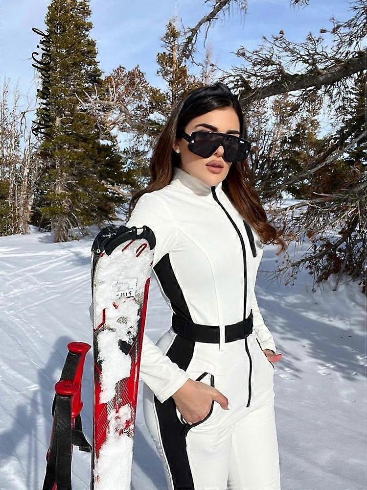 Combinaison de ski une pièce blanche épaissir hiver chaud Combinaison de ski pour femmes