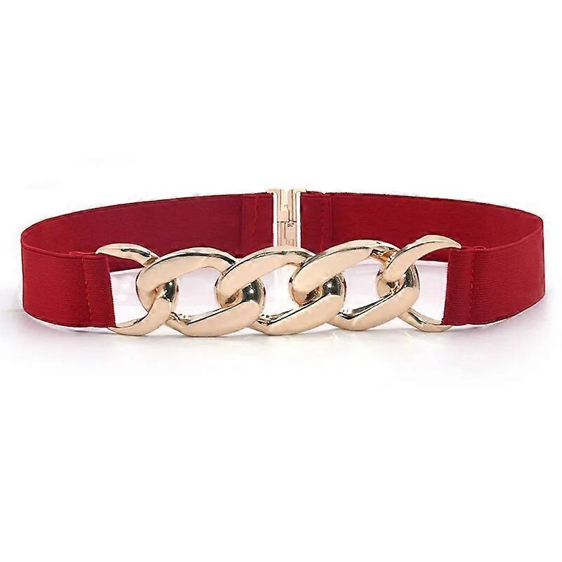 Fashion Elegant Elastic Wide Women Belt Gold Ring Buckle