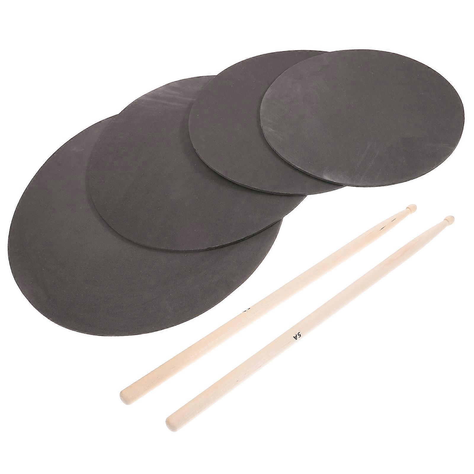 1 Set Drum Practice Pad Kit Practice Drum Pad Set Portable Silencer Pads and Drum Stick Kit