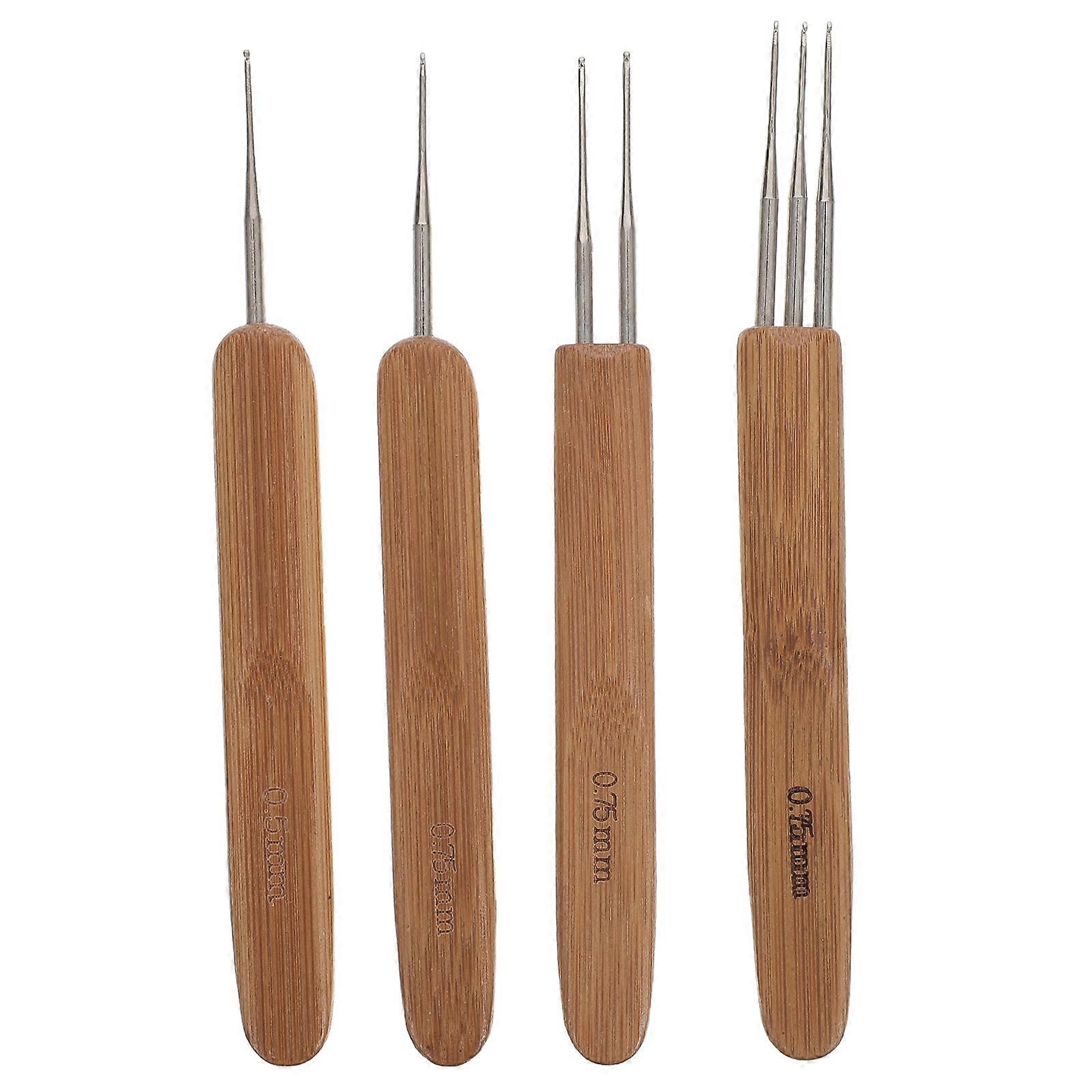 4 Pcs Crochet Hooks Hair Dreadlocks Making Needle Hair Extension Tool Dreadlocks Braiding Needle Microlink Pulling Hook