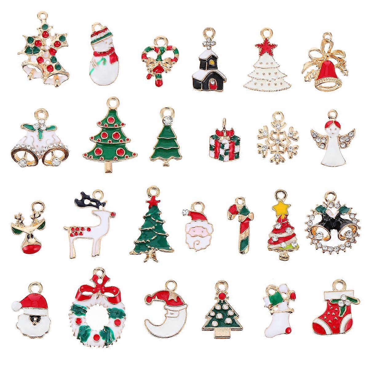 1 Set 25pcs Christmas Elements Alloy Pendant for Earring Making (Assorted Color)