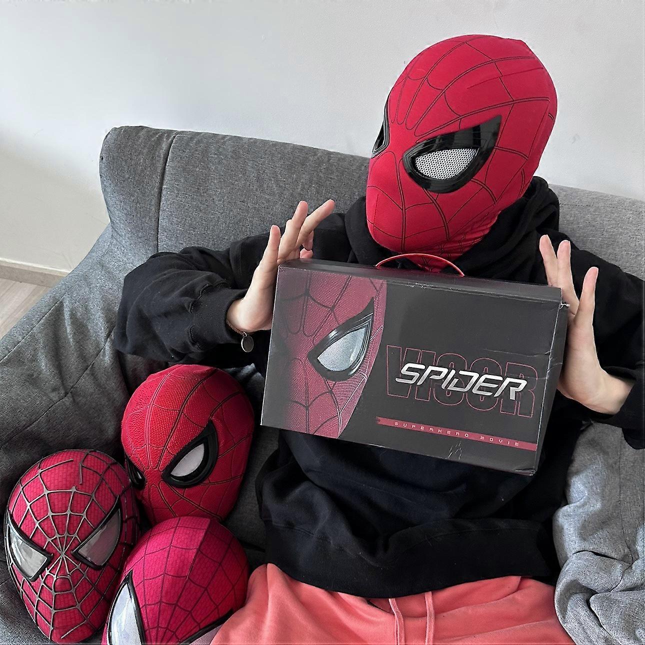 スパイダーマンヘッドギアコスプレムービングアイズ電子マスクスパイダーマン1:1リモコン大人用弾性玩具ギフト